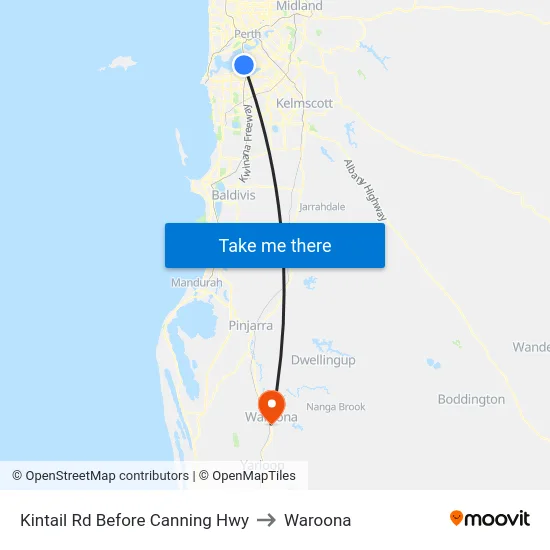 Kintail Rd Before Canning Hwy to Waroona map