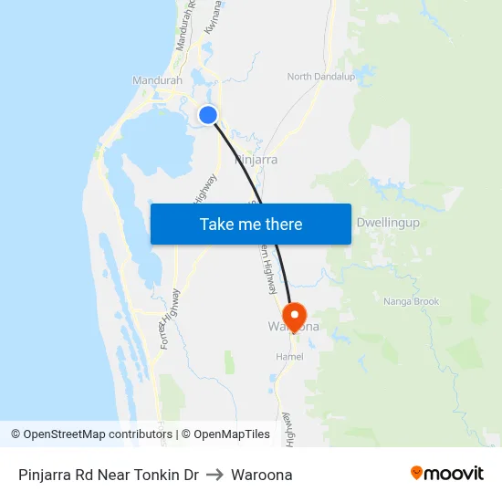 Pinjarra Rd Near Tonkin Dr to Waroona map