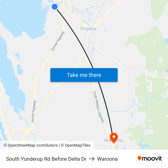 South Yunderup Rd Before Delta Dr to Waroona map