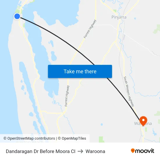 Dandaragan Dr Before Moora Cl to Waroona map