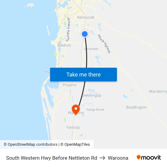 South Western Hwy Before Nettleton Rd to Waroona map