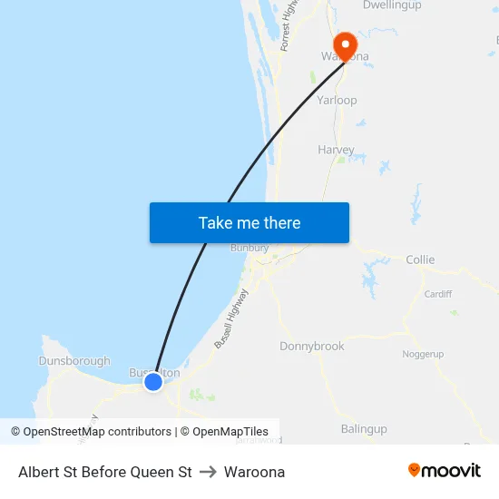Albert St Before Queen St to Waroona map