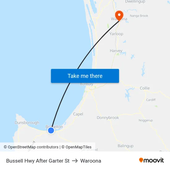Bussell Hwy After Garter St to Waroona map
