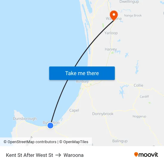 Kent St After West St to Waroona map