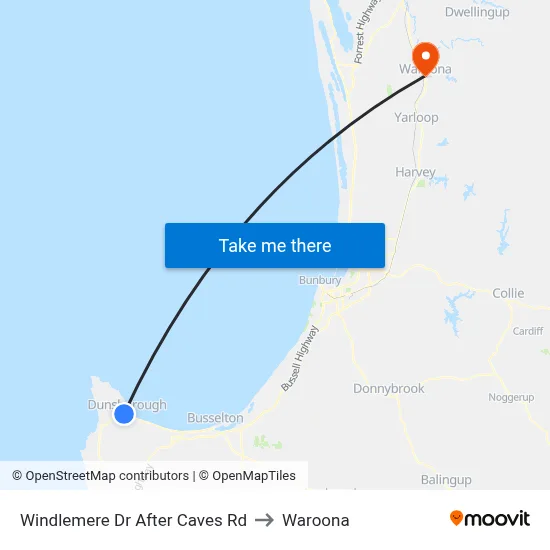 Windlemere Dr After Caves Rd to Waroona map