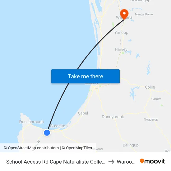 School Access Rd Cape Naturaliste College to Waroona map