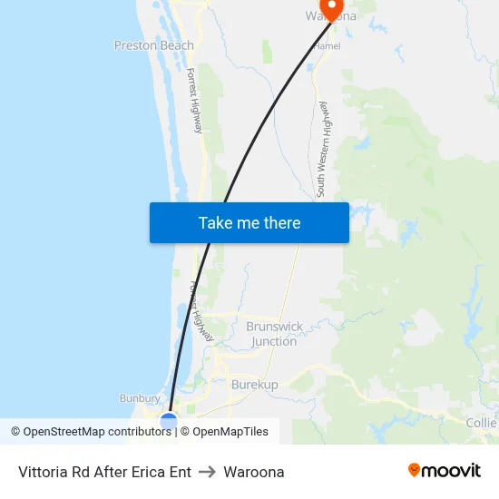 Vittoria Rd After Erica Ent to Waroona map
