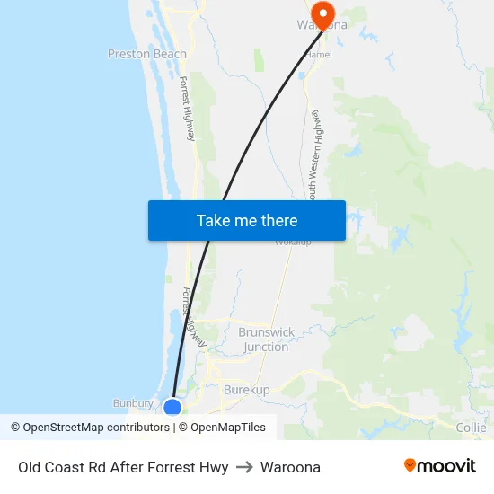 Old Coast Rd After Forrest Hwy to Waroona map