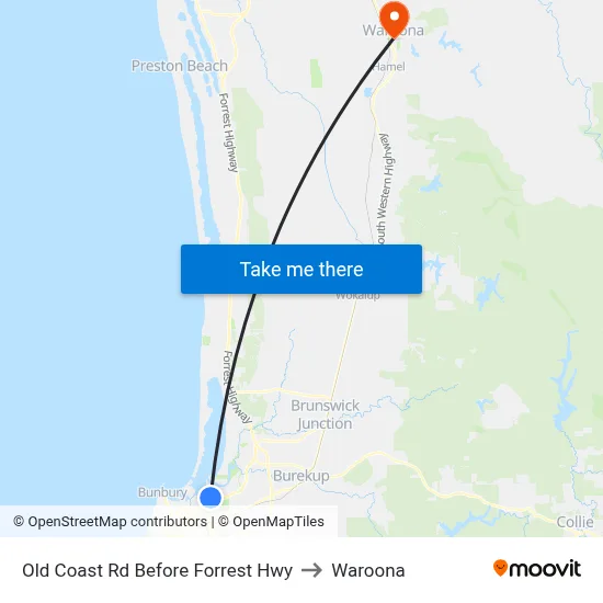 Old Coast Rd Before Forrest Hwy to Waroona map