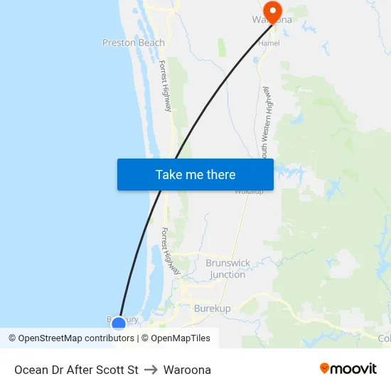 Ocean Dr After Scott St to Waroona map