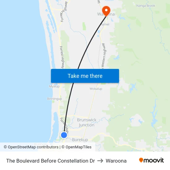 The Boulevard   Before Constellation Dr to Waroona map