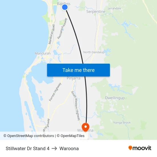 Stillwater Dr Stand 4 to Waroona map