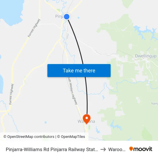 Pinjarra-Williams Rd Pinjarra Railway Station to Waroona map