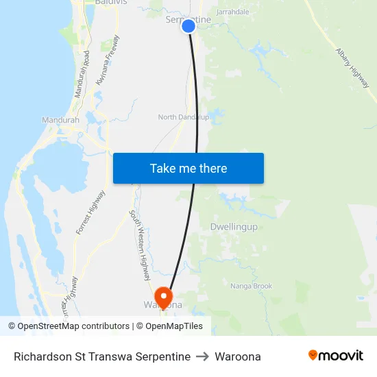 Richardson St Transwa Serpentine to Waroona map