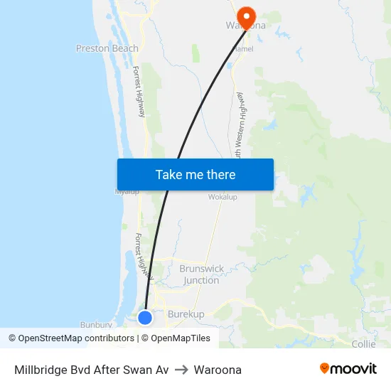 Millbridge Bvd After Swan Av to Waroona map