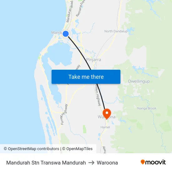 Mandurah Stn Transwa Mandurah to Waroona map