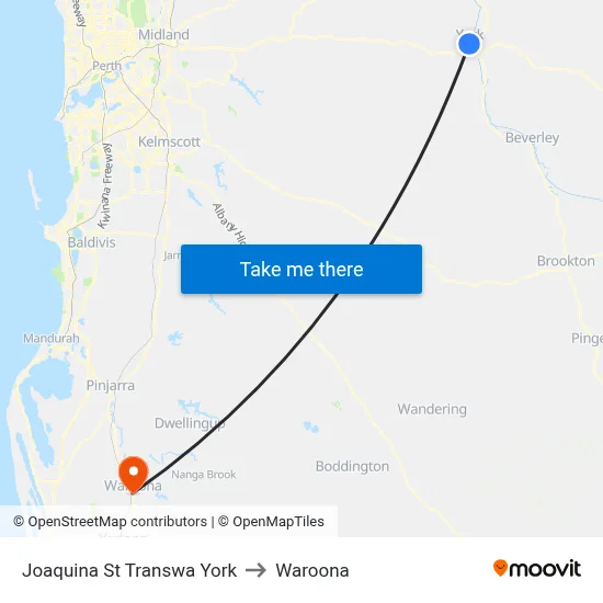 Joaquina St Transwa York to Waroona map