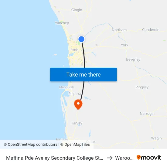 Maffina Pde Aveley Secondary College Stand 3 to Waroona map
