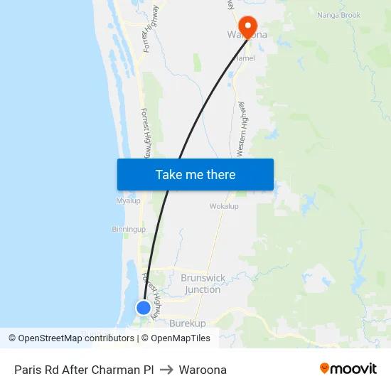 Paris Rd After Charman Pl to Waroona map