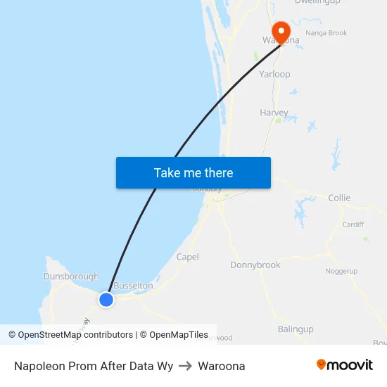 Napoleon Prom After Data Wy to Waroona map