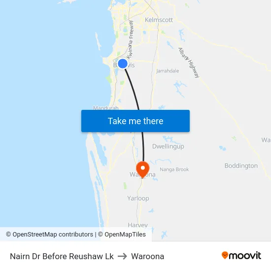 Nairn Dr Before Reushaw Lk to Waroona map