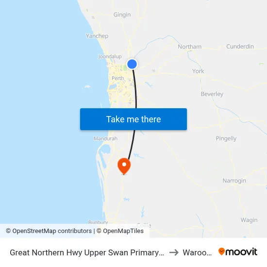Great Northern Hwy Upper Swan Primary S1 to Waroona map