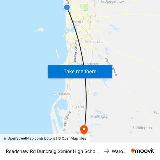 Readshaw Rd Duncraig Senior High School Stand 4 to Waroona map