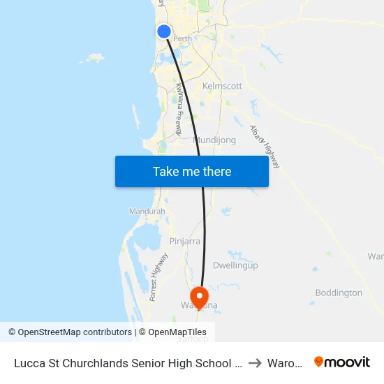 Lucca St Churchlands Senior High School Stand 3 to Waroona map