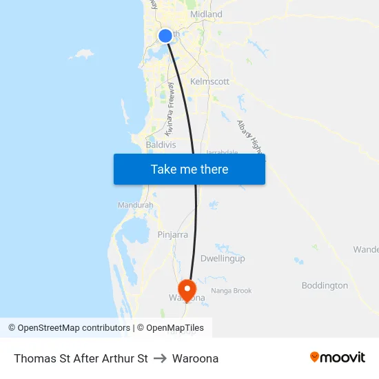 Thomas St After Arthur St to Waroona map