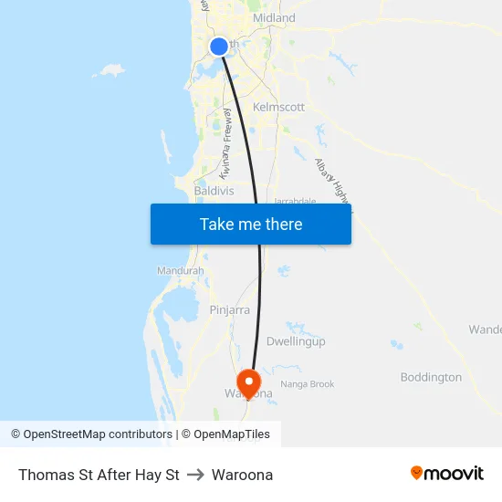 Thomas St After Hay St to Waroona map