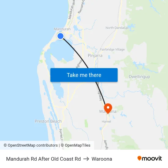 Mandurah Rd After Old Coast Rd to Waroona map