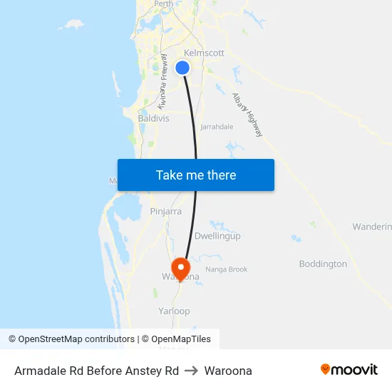 Armadale Rd Before Anstey Rd to Waroona map