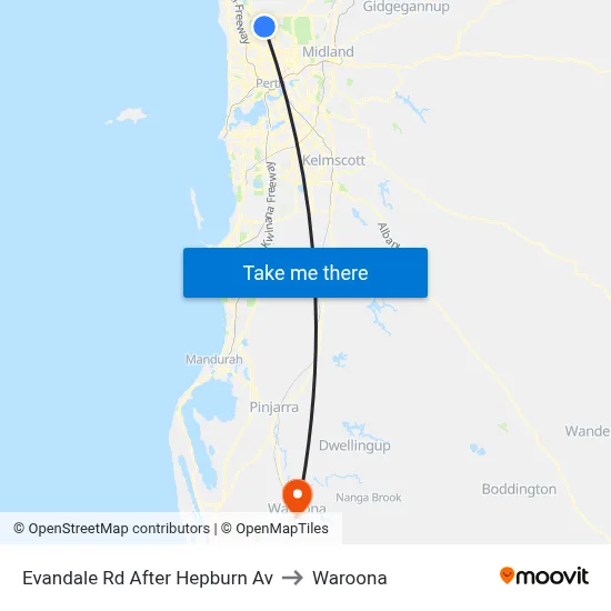 Evandale Rd After Hepburn Av to Waroona map