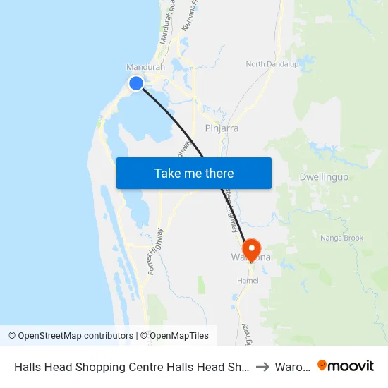 Halls Head Shopping Centre Halls Head Shops (Regional) to Waroona map