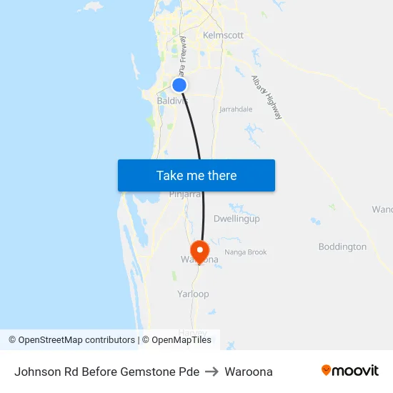 Johnson Rd Before Gemstone Pde to Waroona map