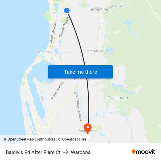 Baldivis Rd After Flare Ct to Waroona map