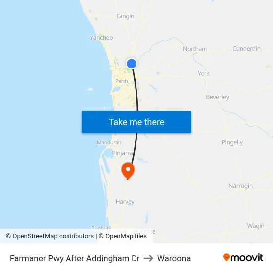 Farmaner Pwy After Addingham Dr to Waroona map