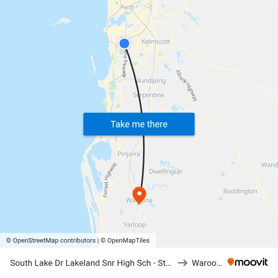 South Lake Dr Lakeland Snr High Sch - Stand 1 to Waroona map