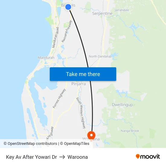 Key Av After Yowari Dr to Waroona map