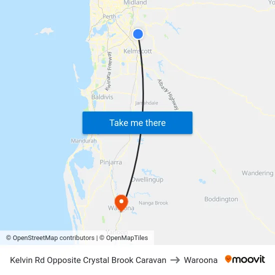 Kelvin Rd Opposite Crystal Brook Caravan to Waroona map