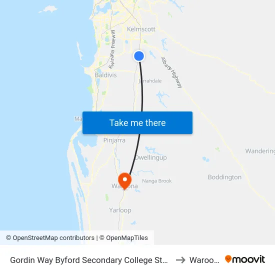 Gordin Way Byford Secondary College Stand 2 to Waroona map