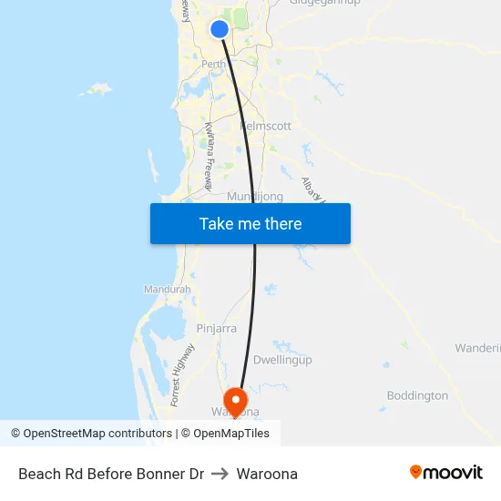 Beach Rd Before Bonner Dr to Waroona map