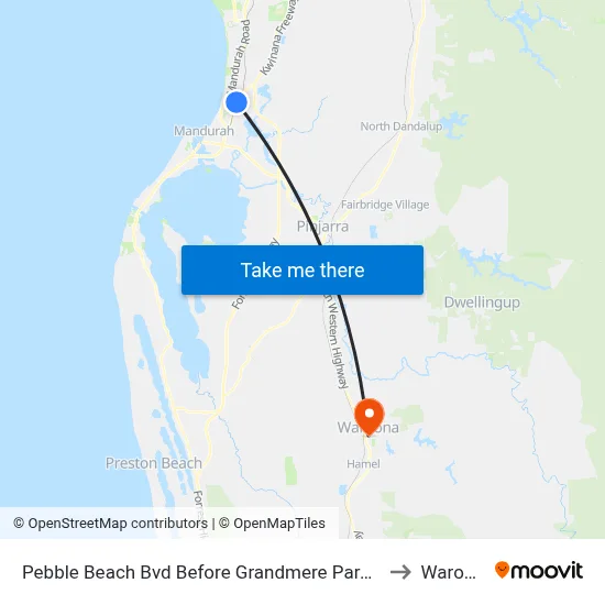 Pebble Beach Bvd Before Grandmere Parade East to Waroona map
