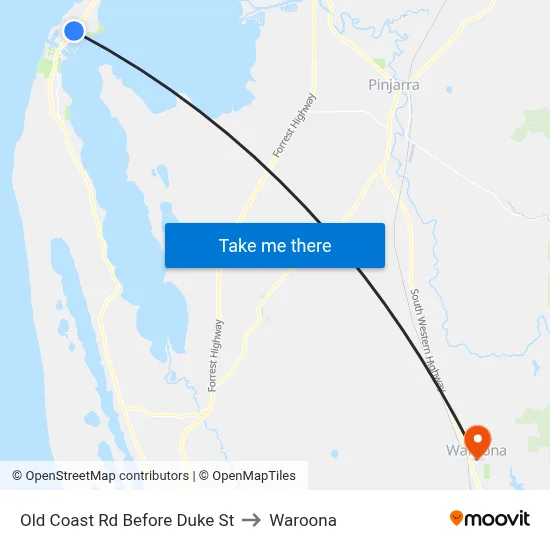 Old Coast Rd Before Duke St to Waroona map