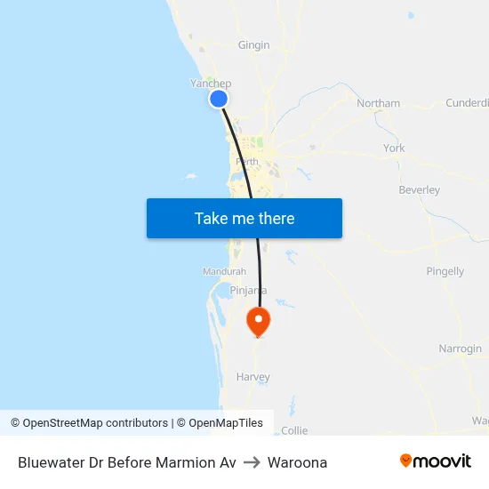 Bluewater Dr Before Marmion Av to Waroona map