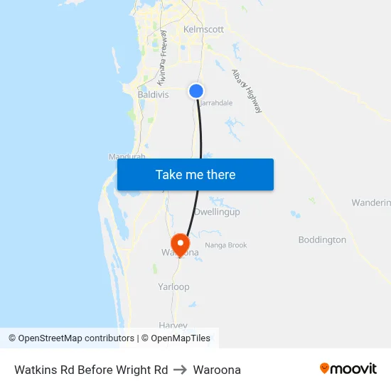 Watkins Rd Before Wright Rd to Waroona map