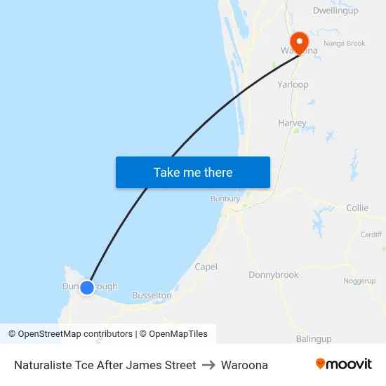 Naturaliste Tce After James Street to Waroona map