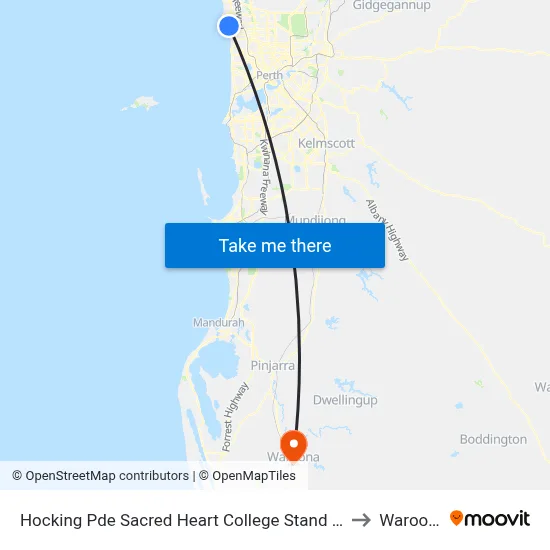 Hocking Pde Sacred Heart College Stand 1 & 2 to Waroona map
