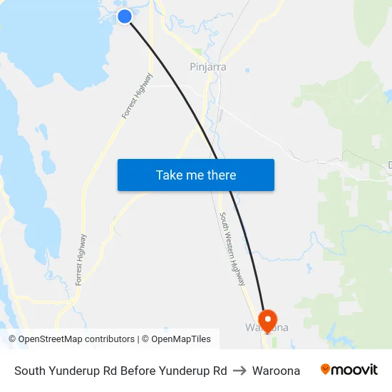 South Yunderup Rd Before Yunderup Rd to Waroona map