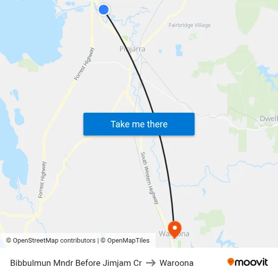 Bibbulmun Mndr Before Jimjam Cr to Waroona map